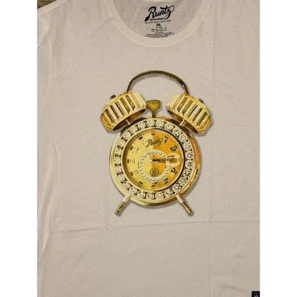 Runtz Worldwide "Time Is Money" T-Shirt 3XL NWT Gold Diamond Clock Streetwear - Picture 2 of 5